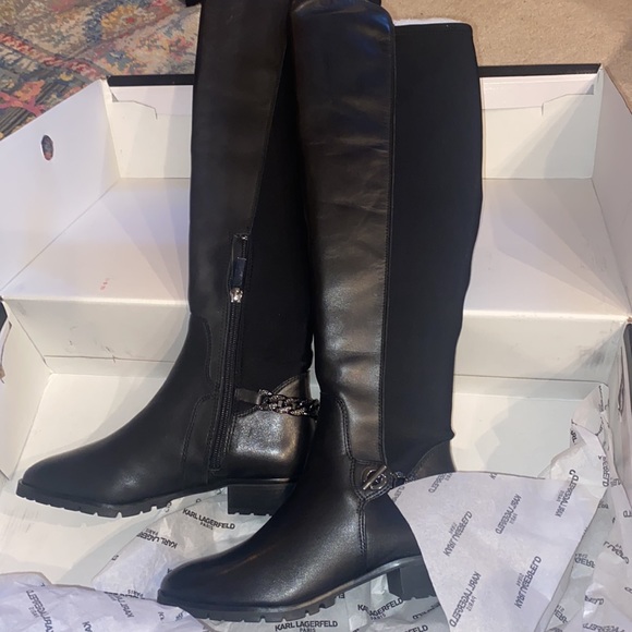 New in box, Karl Lagerfeld Paris size 6.5 Shay Black Soft Calf boots. - Picture 3 of 8